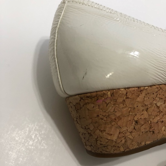 Cole Haan White Peep Toe Cork Wedges Size 6 - Picture 4 of 6